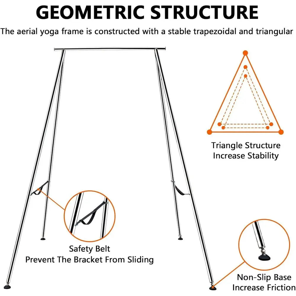 Adjustable Height Aerial Yoga and Hammock Stand with 18ft Silk, 550lbs Capacity