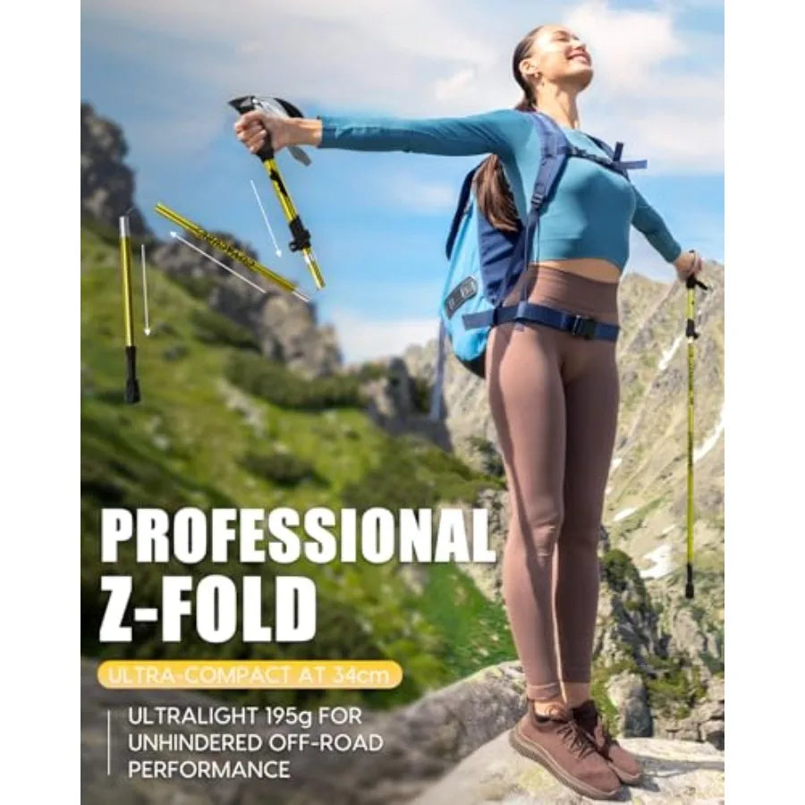 Hiking Poles Collapsible Trekking Poles - Aluminum Alloy 7075 Walking Sticks for Hiking with Telescopic and Foldable Tri-fold D