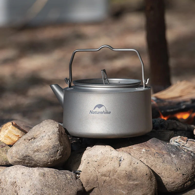 Naturehike Titanium Water Kettle 0.8L Black Ultralight Cooking Kettle Camping Outdoor Boiling Water Coffee Tea