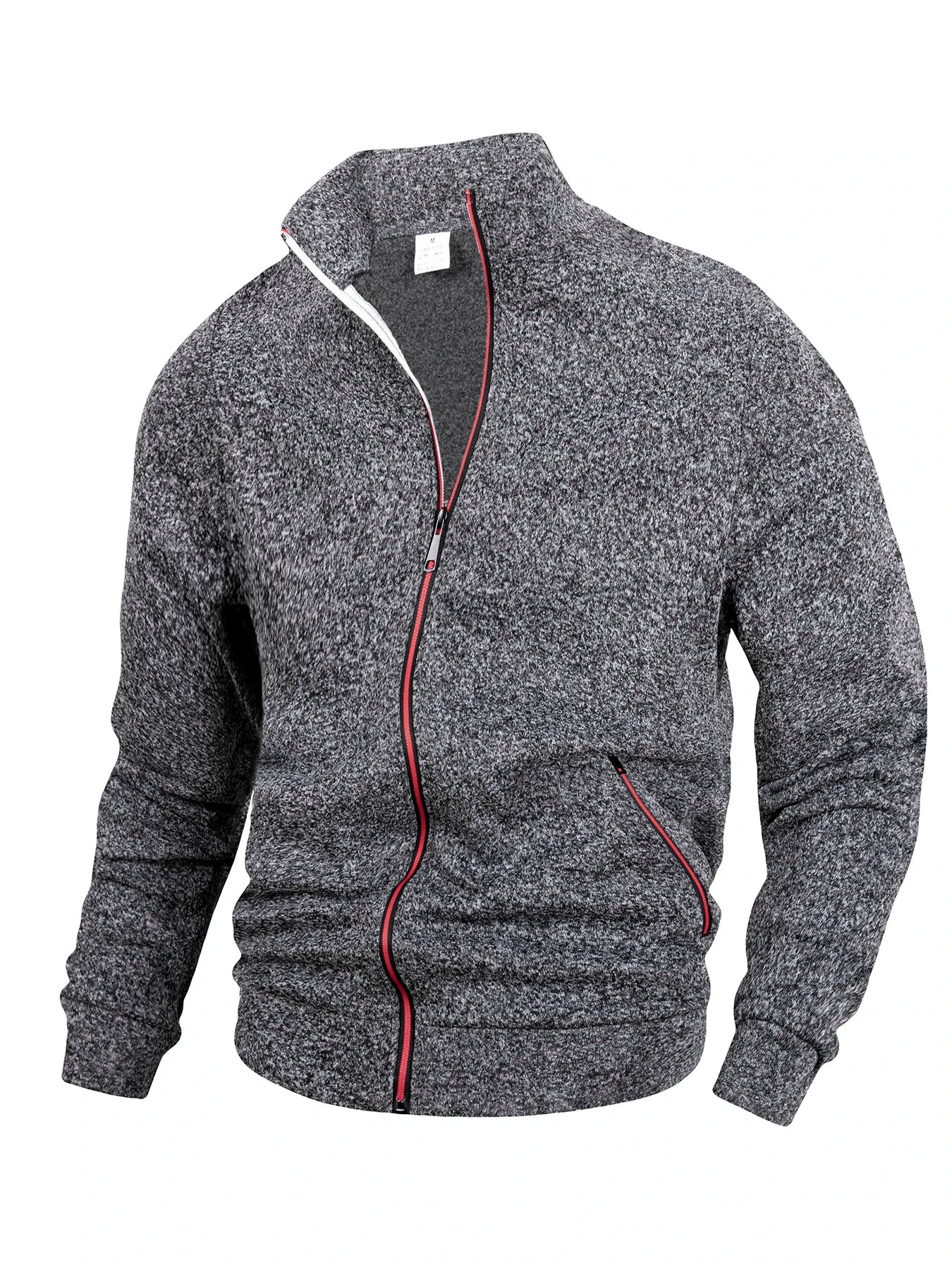 Men Running Track Jacket Contrast Trim Zip‑up Sports Coat Casual Windproof Athletic Jacket Full Zip Stand Collar Workout Outerwear