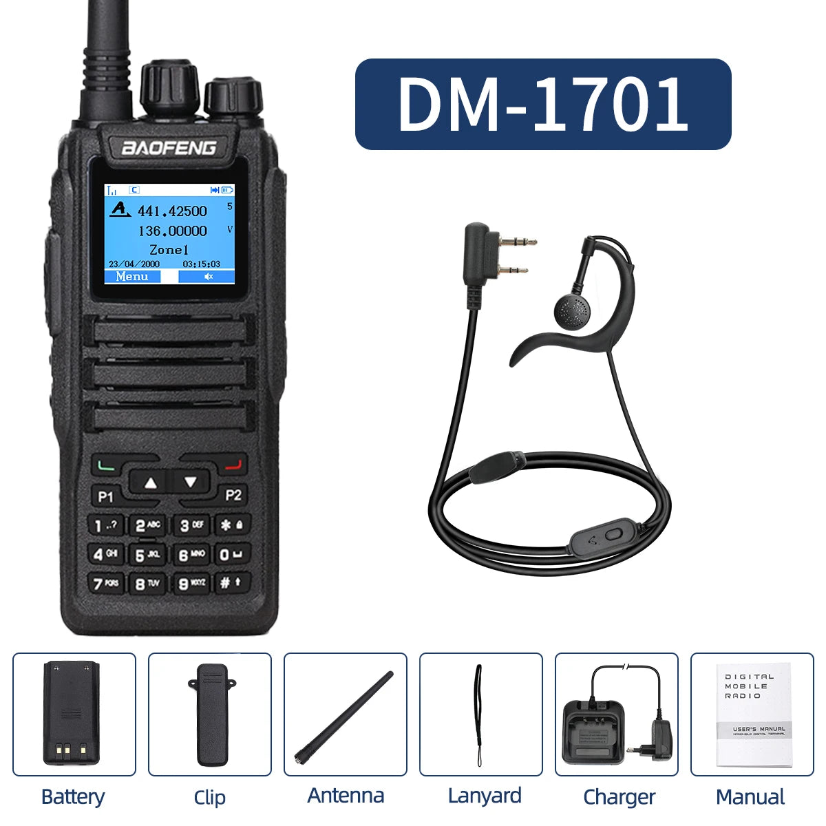 BAOFENG DM-1701 DMR Digital Walkie Talkie Open GD77 Dual Mode Analog Tier 1+2 Dual Time Slot Digital Call VHF UHF Two Way Radio