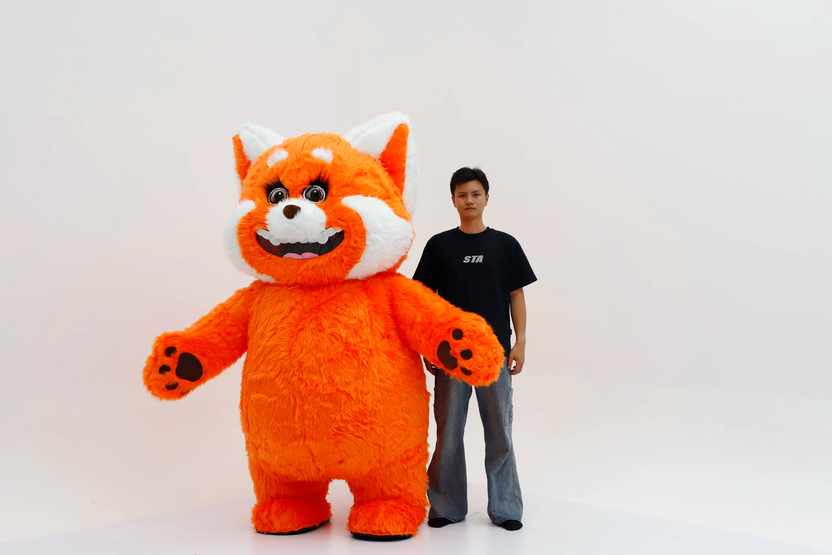 2.2M Orange Raccoon Inflatable Costume Mascot Adult Character Cosplay Animal Birthday Party Set with Battery