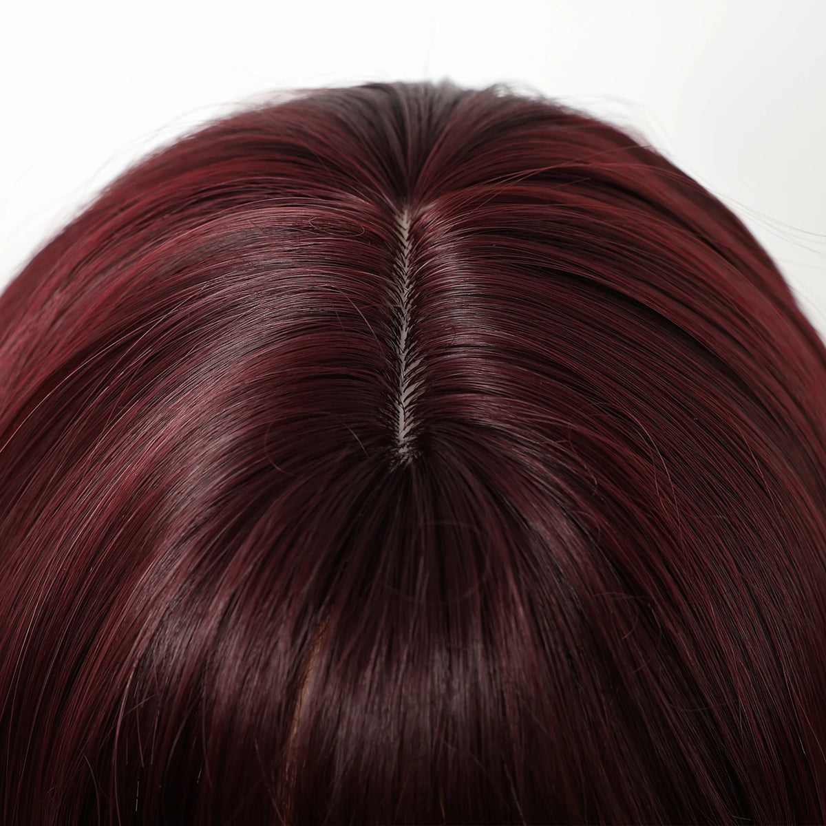 Halloween Wig TopShe Long Straight Wine Red Synthetic Wig with Bangs Heat Resistant Fiber Straight Bob wig for Woman Natural Looking Costume Party Cosplay Daily Wear Skin Friendly No Shedding No Tangles 170g Hot Sale
