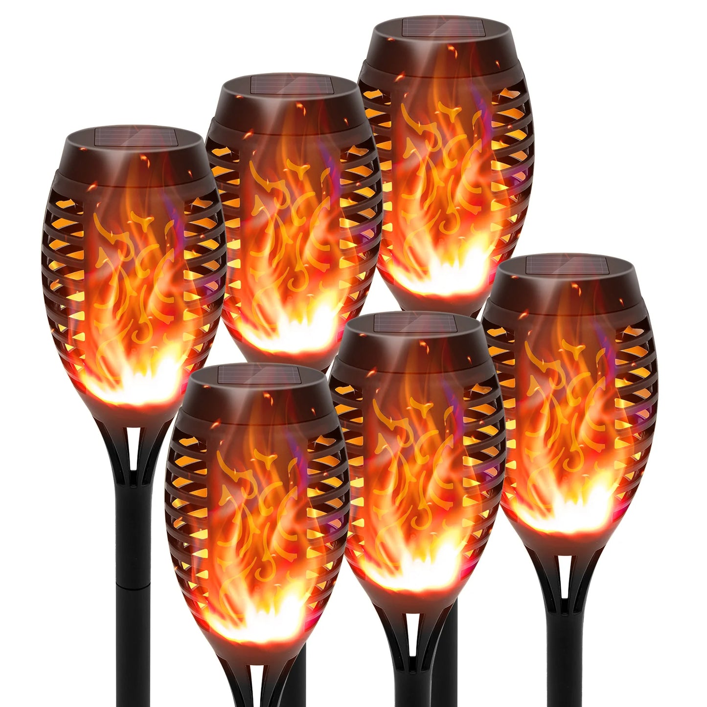 4/6/8/12Pcs Solar Flame Torch Light LED Flickering Outdoor Decoration Powered For Lawn Path Yard Patio Floor Night Lamp