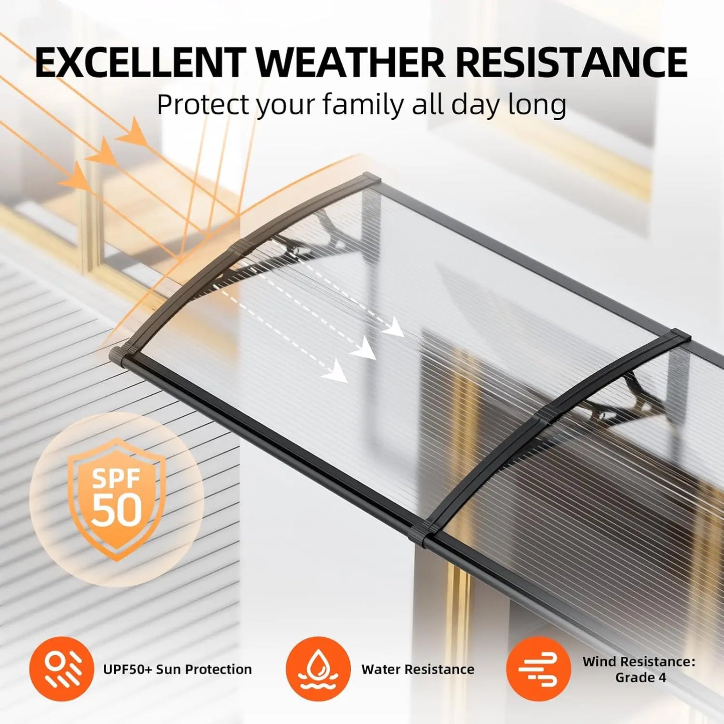 Large Sink Window Door Awning Canopy Outdoor Waterproof Roof Cover For Door Entrance Patio Window Polycarbonate Hollow Sheet