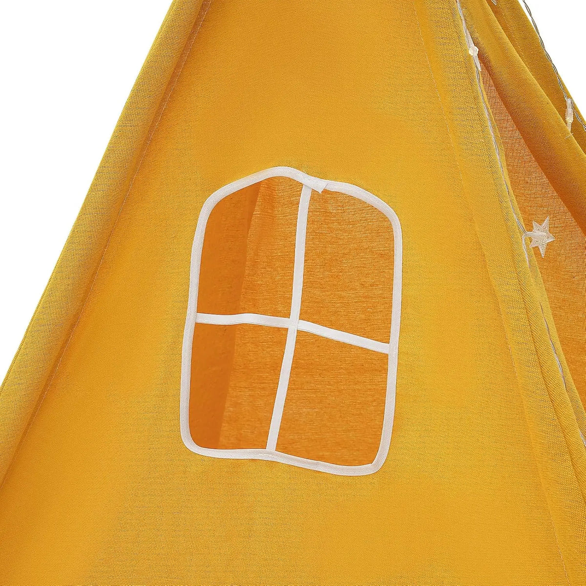 NEW Teepee Tent for Children, Children's Tent with Floor Mat and Fairy Lights, Foldable Cotton Play Tent, Playhouse for Indoor and Outdoor Use, 120 x 120 x 140 cm (Yellow)