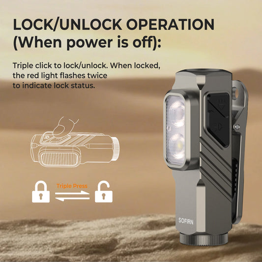 1000LM EDC Flashlight USB C 14500 Rechargeable with Red Light 660NM Magnetic Tail & clip Dual Switch Torch