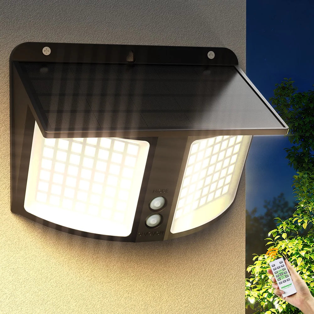 intelamp Long Battery Life 4000mAh Outdoor Solar Floodlight 3 Color Modes With Radar Detection For Garden Terrace Courtyard