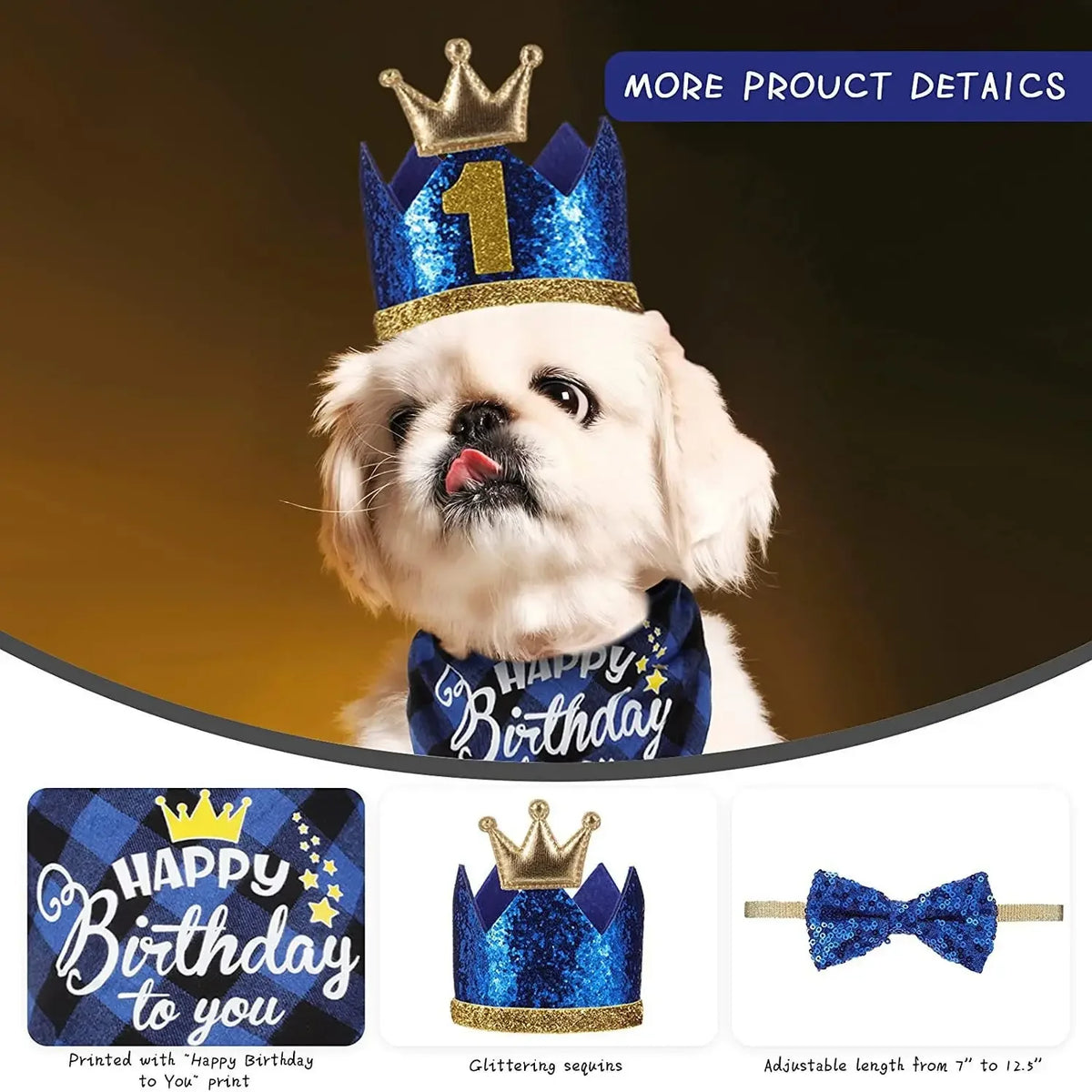 Birthday Themed Cute Pet Bandana, 4 Counts/set Crown Hat Pet & Neck Accessories, Pet Birthday Party Decoration Supplies, Pet Decorations, Costume Outfits