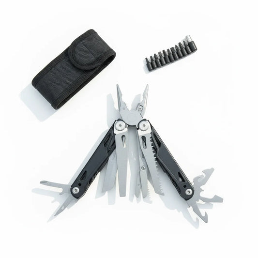 27 in 1 Multitool Pliers - Stainless Steel Survival Tool with Screwdriver/Saw/Spring Scissors for Camping, Fishing, Hiking (Nylon)