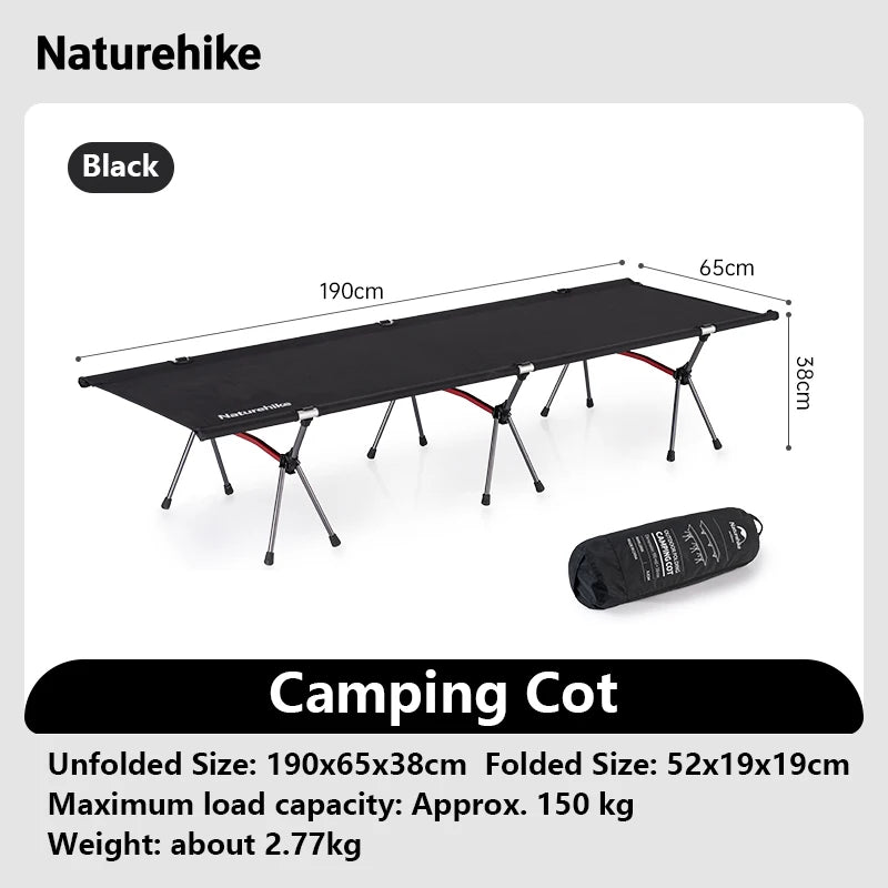 Folding Camping Cot Portable Height Adjustable Ultralight Backpacking Cot Tent Travel Outdoor Camp Single Bed
