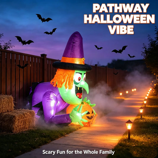 Halloween Giant Inflatable Decor with Built-in LED Lights, Thickened 210T Polyester Weatherproof Ornament with Powerful Blower, Fast Inflation for Yard, Lawn, Garden, Outdoor Holiday Party