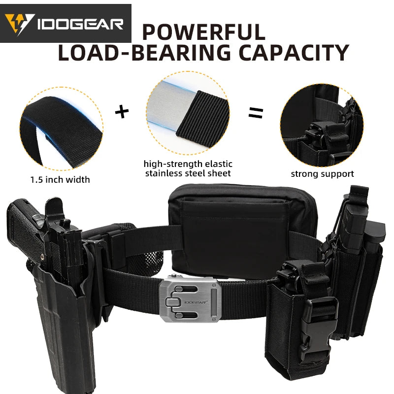IDOGEAR Men's Ratchet Belt 1.5" Heavy Duty No Holes Slide Buckle Tactical Style Casual for Jeans Work Outdoor 3446