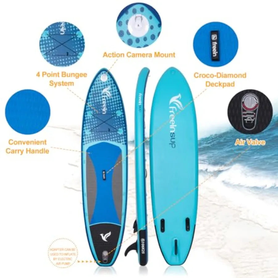 Inflatable Stand Up Paddle Board with Kayak Seat for Adults 10'/10'6'/11' Durable Polyester Fabric Blue Includes Pump Adapt