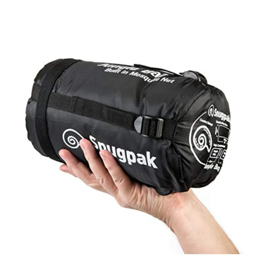 Jungle Bag - Tropical Sleeping Bag with Mosquito Net Right Hand Zip Black