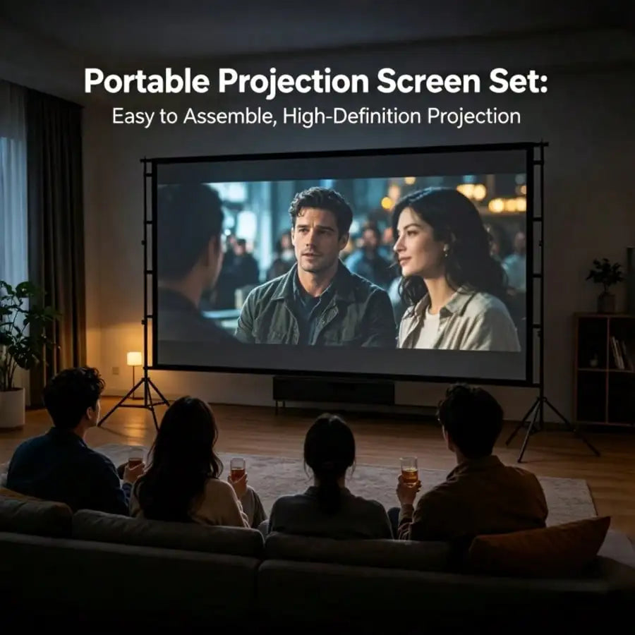 XBJ 100 Inch 4K Ultra HD Projection Screen 16:9 Foldable Portable Projector Screen With Dual Stands & Storage Bag For Indoor Outdoor Home Theater Movie Night Party