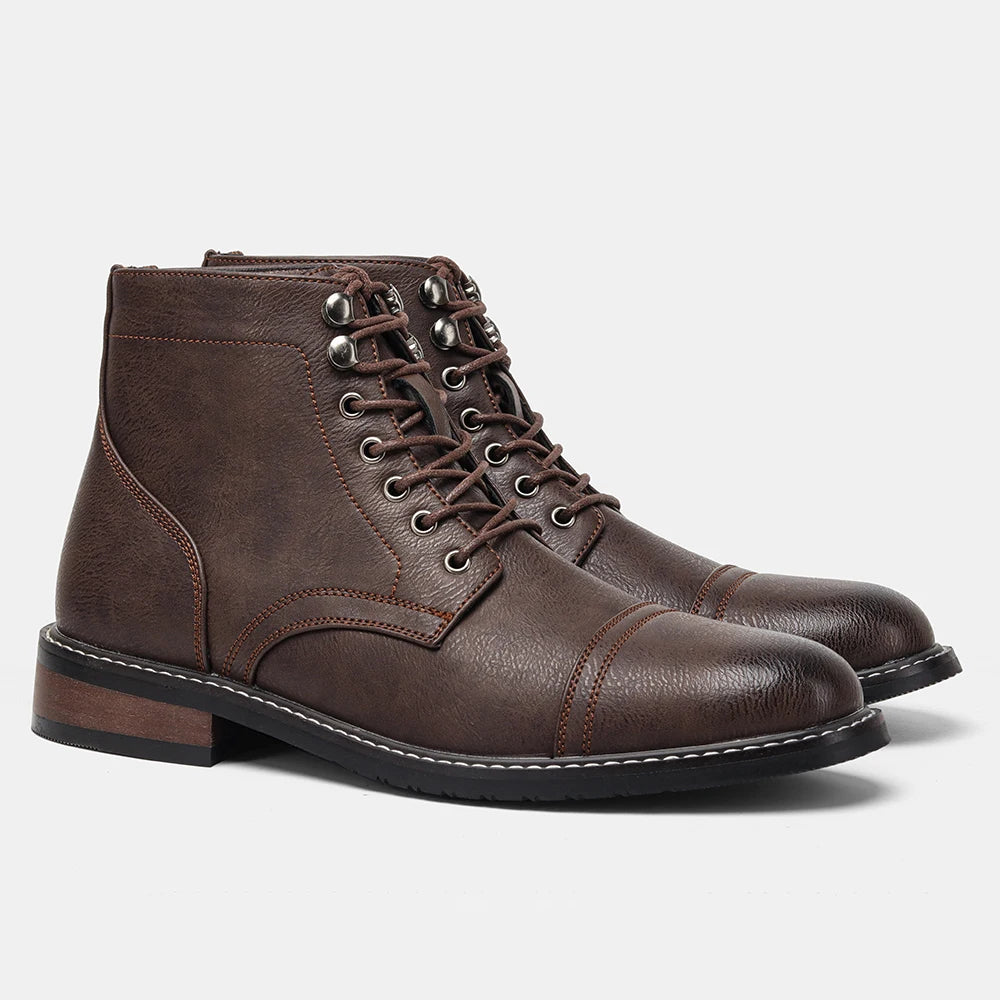 Spring Leather Boots with Zipper Classical Men Boots 2026 Fashion Comfortable Ankle Boots