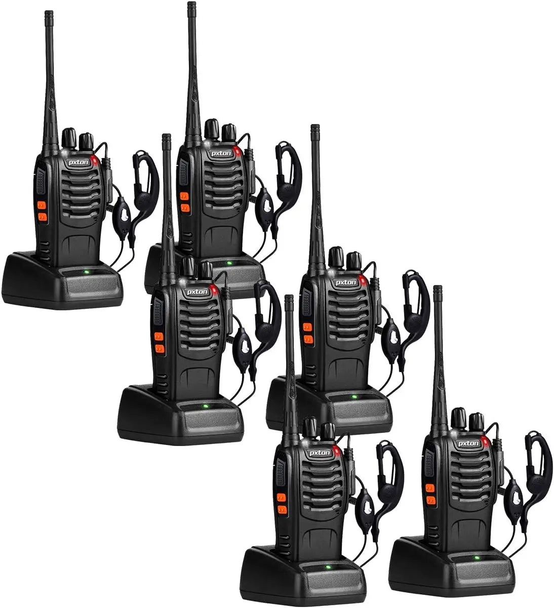 Long Range Walkie Talkies for Adults with Headphones, 16 Channel Rechargeable Handheld Two-Way Radio with Flashlight (6 Pack)