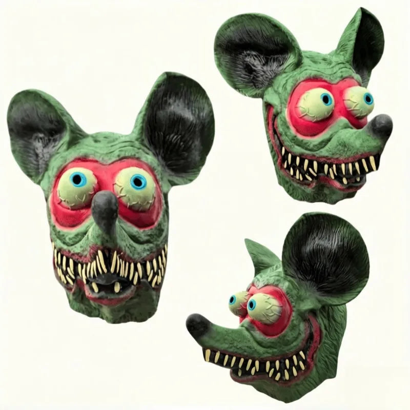 1 Piece Latex Mask, Unisex, Popular Halloween Scary Mask With Fanged Mouse, Animal Headgear Latex COS Funny Monster For Parties