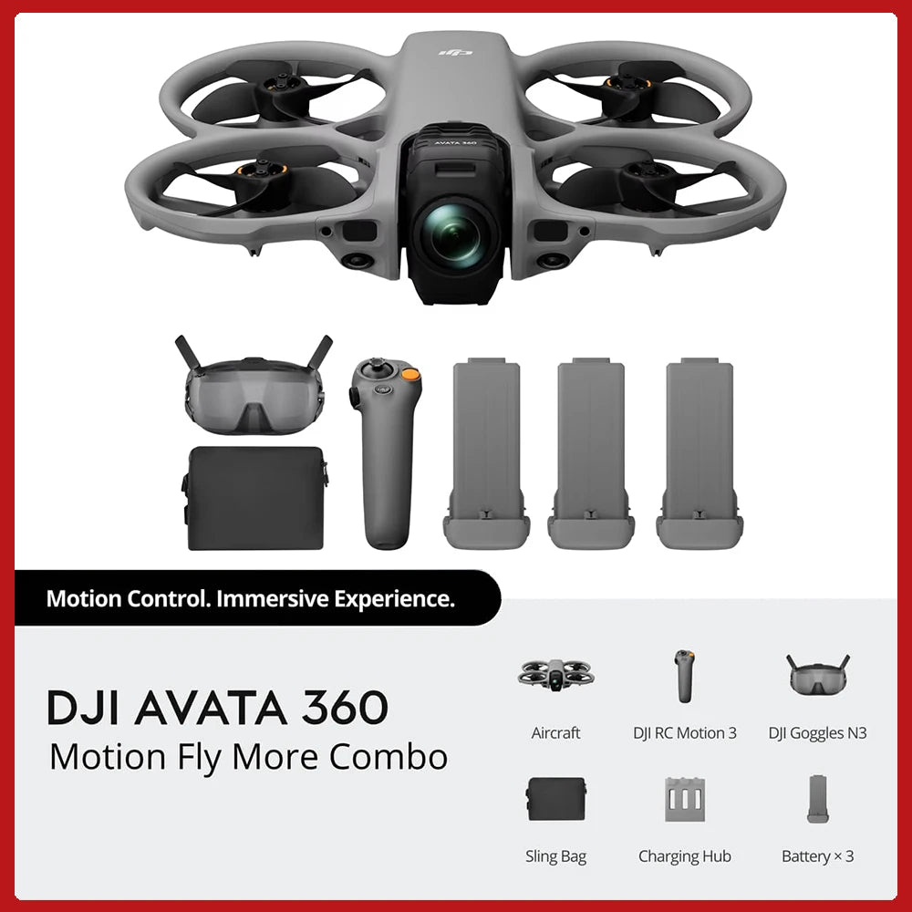 DJI Avata 360 DJI Drones Dual Modes 360° & Single Lens Drone With 1-Inch 8K 360° Imaging for FPV & Aerial Filming 360° Camera Drone With Propeller Guard Elevate 360° View O4+ FHD Video Transmission