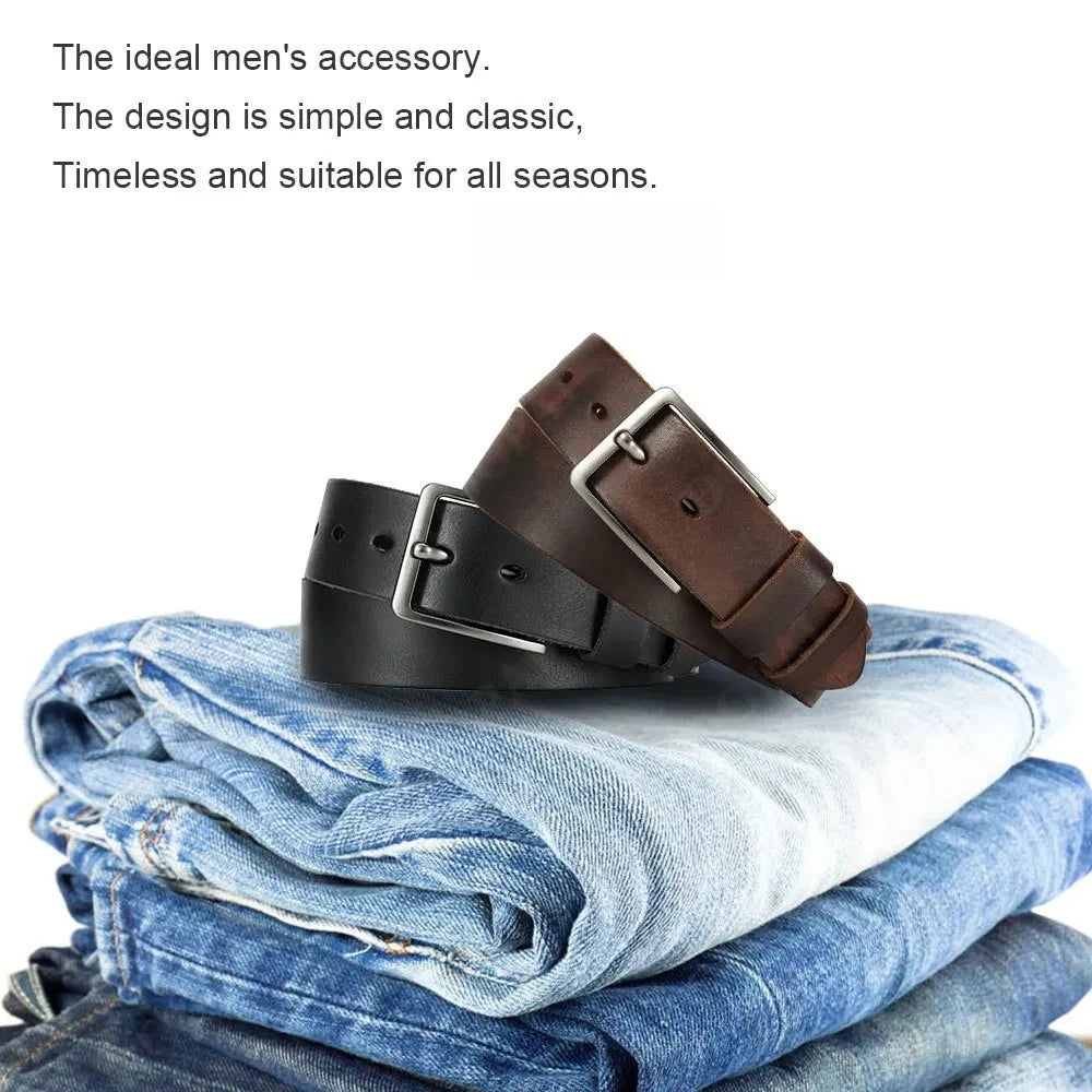 High-quality Metal Needle Pin Buckle High-quality Top Layer Cowhide Men's Casual Belt Genuine Leather for Men's High Quality Buckle Jeans Cowskin Casual Belts Business Cowboy Waistband Male Fashion Designer