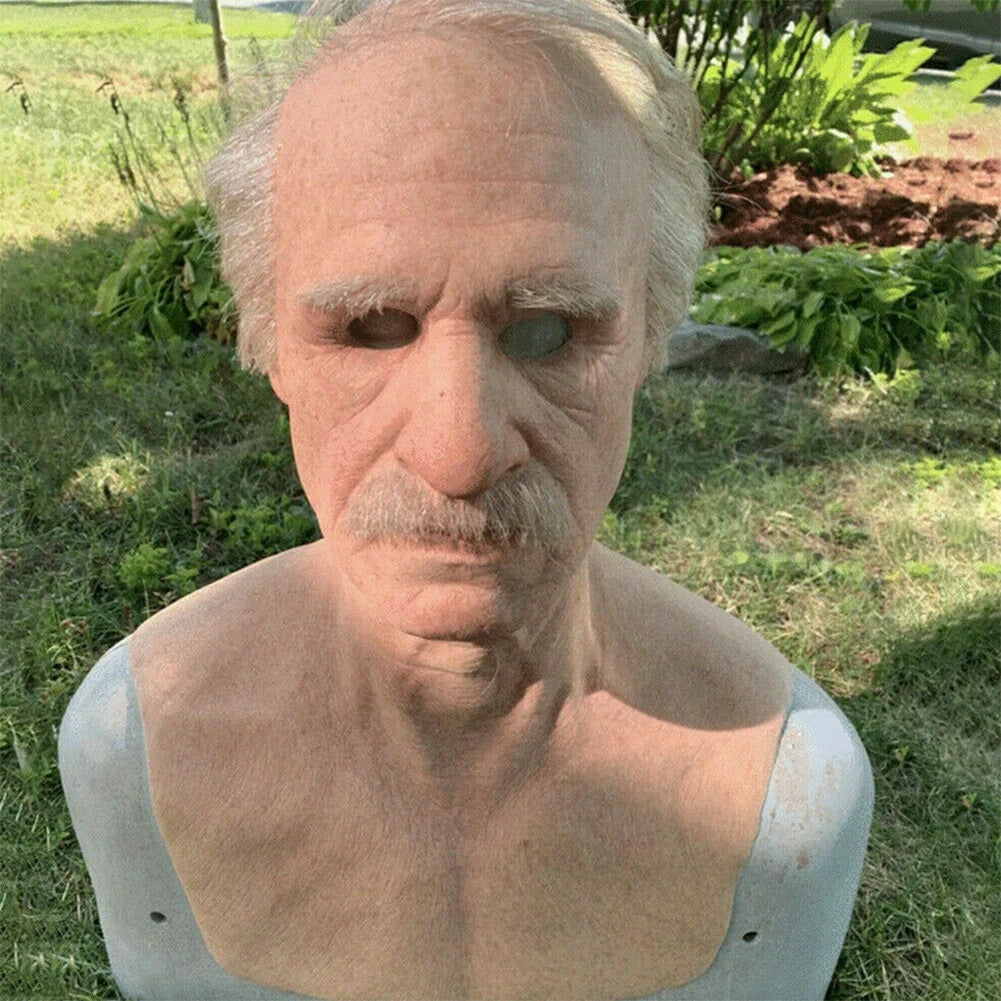 Halloween Human Wrinkle Mask Latex Old Man Horror Wrinkle Face Masks Simulation Thriller Atmosphere for Party Masquerade