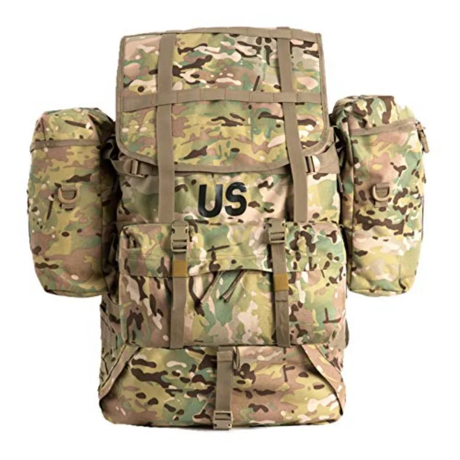 Military MOLLE 2 Large Rucksack with Frame Army Tactical Backpack for Outdoor Survival Black Nylon Durable Load-Bearing Design