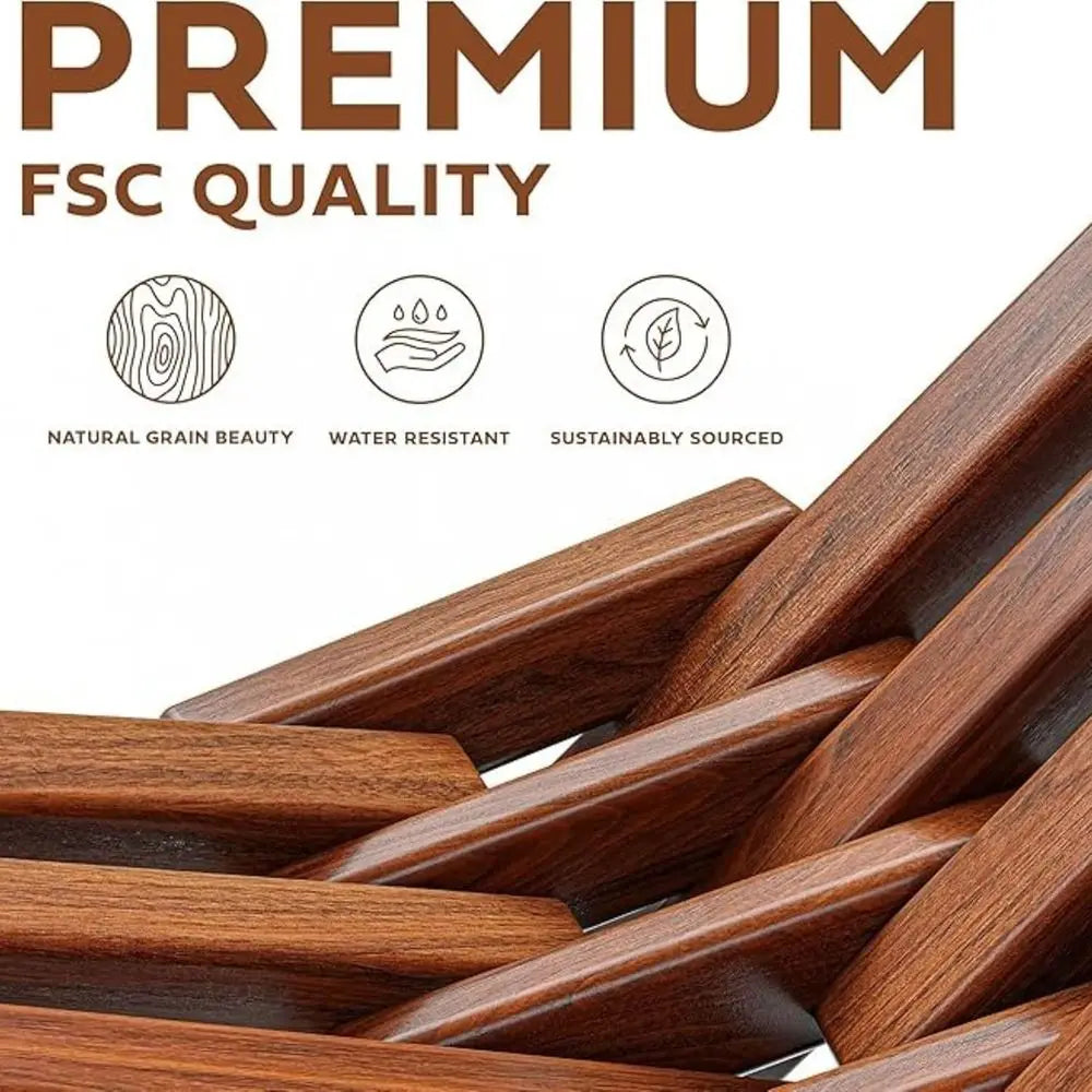 2-Pack Acacia Wood Outdoor Lounge Chairs, Portable Low Profile Seating for Patio, Lawn, Beach, and Camping