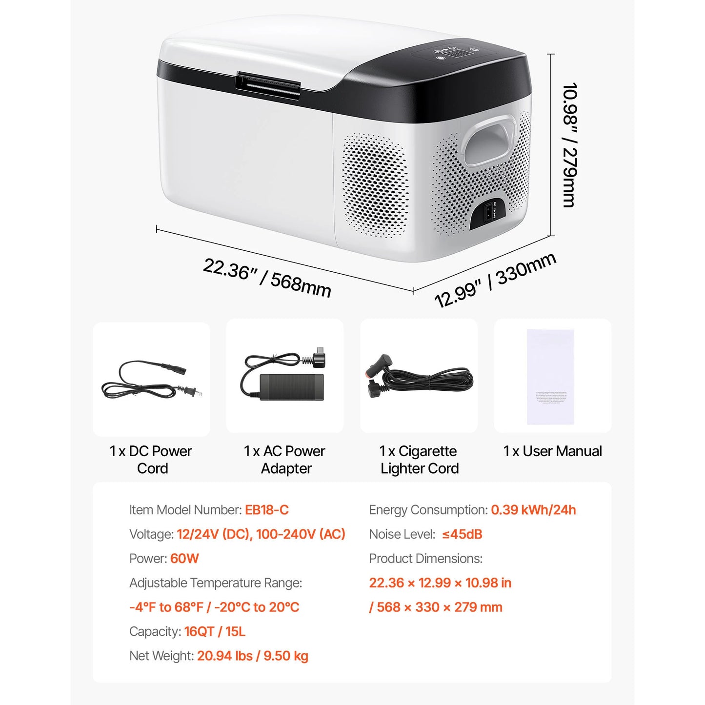 SucceBuy 15L - 55L Car Refrigerator Mini Fridge Freezer Portable Compressor Cooler DC 110-240V Ice Box for Camping RV Travel