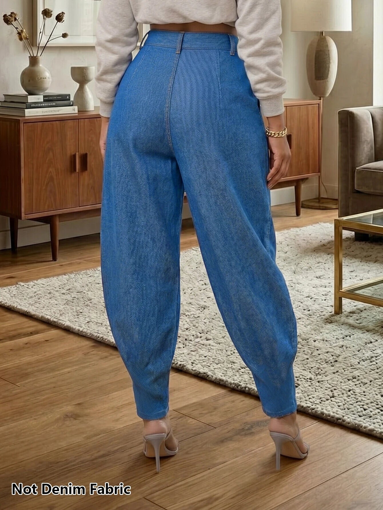 Women High Waist Pleated Harem Pants Button Cuff Ankle Length Loose Trousers For Daily Street Casual Occasion