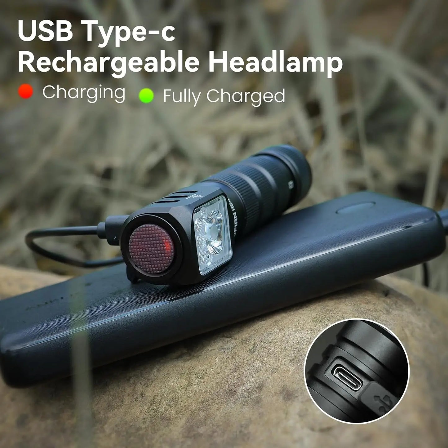 Headlamp 2100lm 18650 EDC USB C Rechargeable Flashlight SST40 LED Torch with Magnetic for Camping