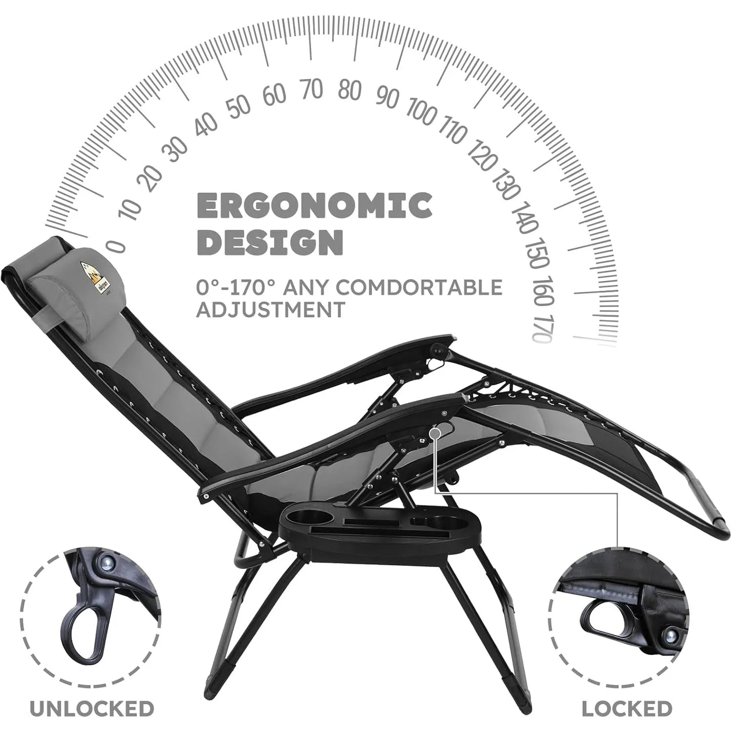 Extra Wide Zero Gravity Chairs Set of 2 Folding Recliner with Cup Holder for Outdoor Camping Yard Support 350 LBS