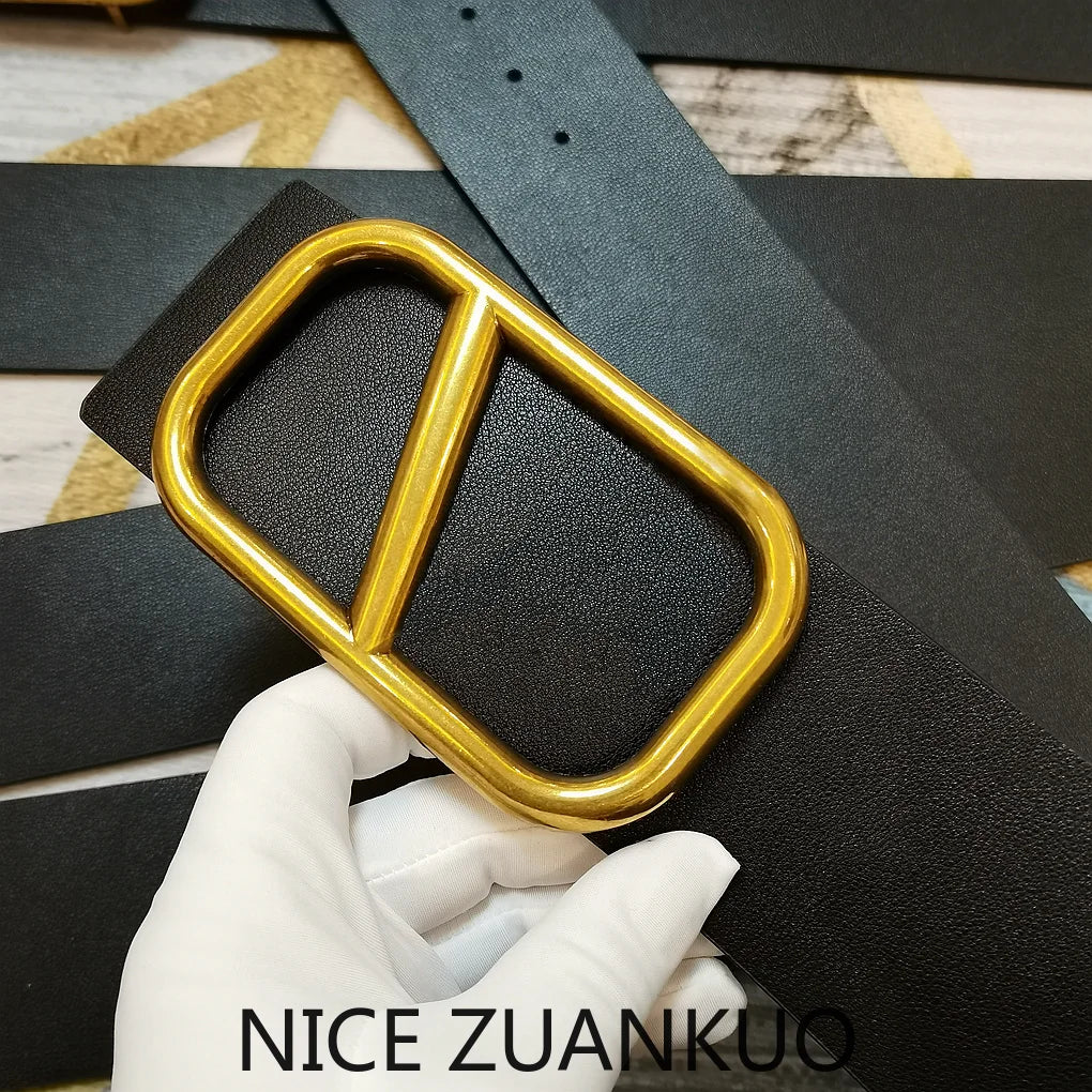 Women's Genuine Leather Belt, Luxurious Italian Women's Belt, 2026 New Style Fashionable V-shaped Jeans Belt, Ultra-wide Letter Logo Personalized Dress Belt, Slimming and Shaping Leather Belt, High-end Brand Belt.