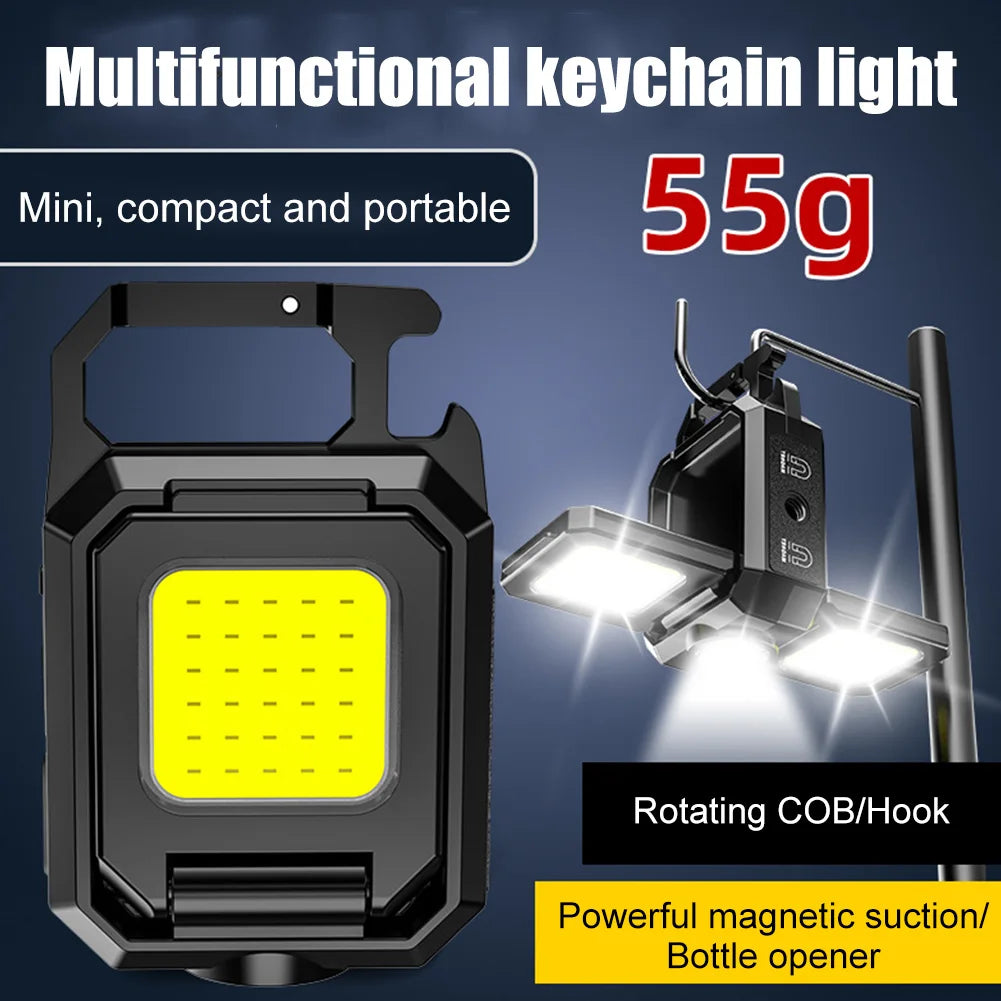Pocket Flashlight 1000LM COB LED Emergency Lamp 800mAh Type-C USB Rechargeable IPX4 Waterproof for Outdoor Camping Hiking