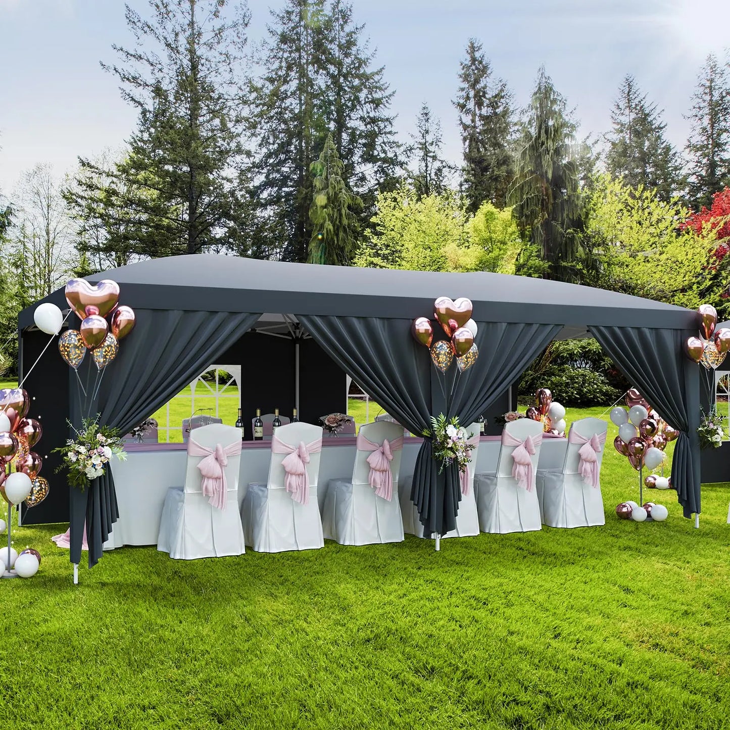10x20 Pop Up Canopy Tent With 6 Removable Sidewalls, Heavy Duty Commercial Canopy, Waterproof Party Tent, 3 Heights