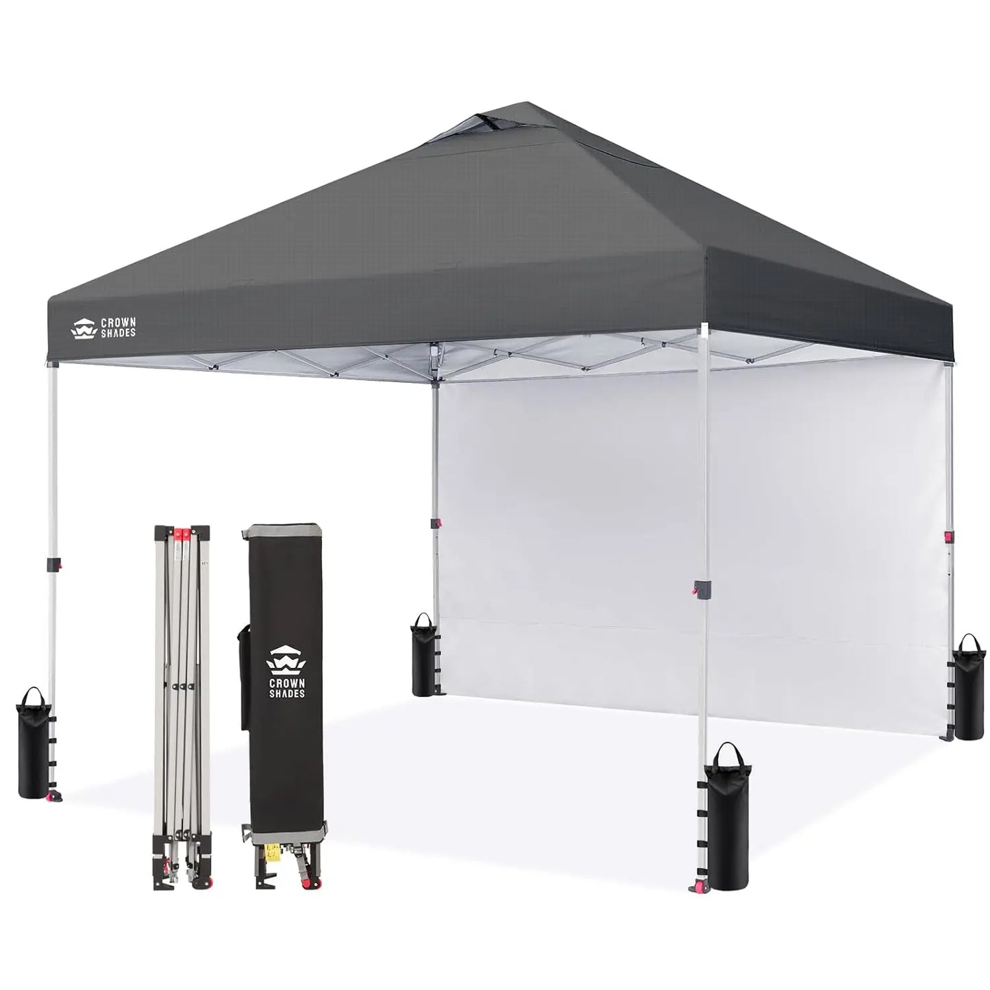 10x10 Pop Up Canopy with 1 Side Wall - Beach Tent with One Push Setup - Outdoor Sun Shade for Events, Parties,, Customized
