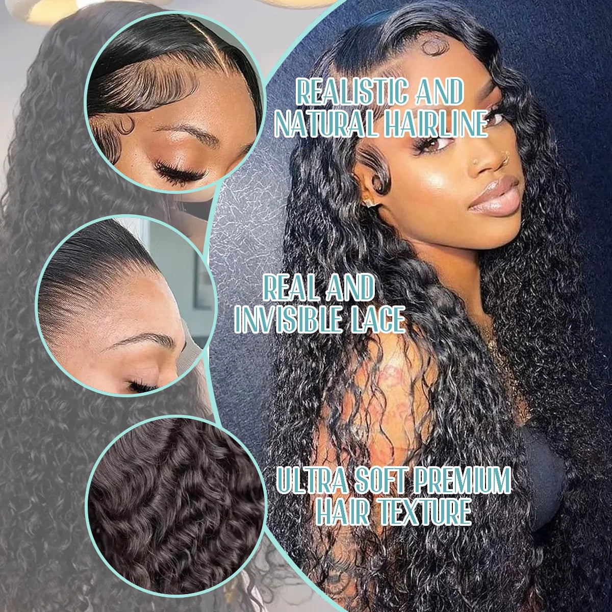Black Deep Wave Human Hair Wigs Natural Color 1B 40 Inches 200% Density 360 5x5 13x6 13x4 HD Transparent Lace Frontal Wig Brazilian Hair Pre Plucked For Women Halloween Wig