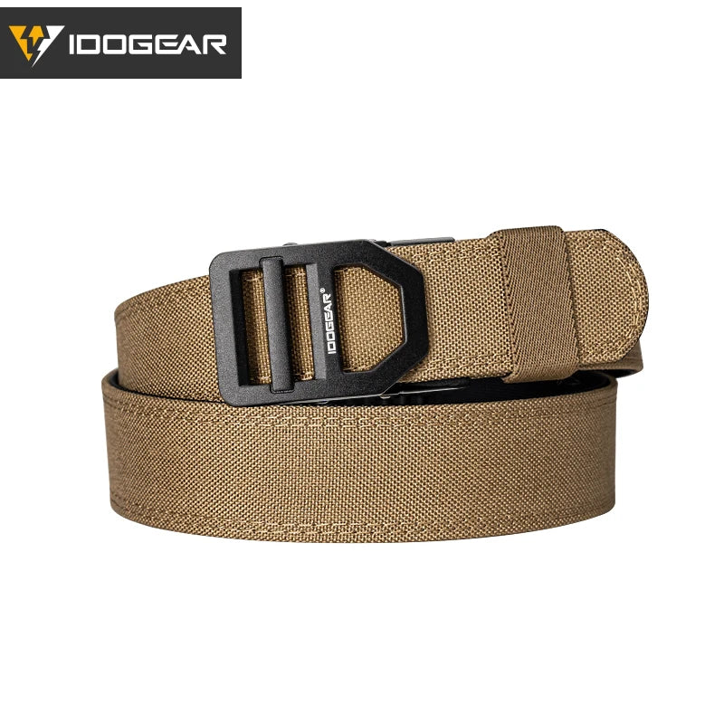 IDOGEAR Tactical 1.5" Belt Metal Buckle Adjustable IPSC USPSA IDPA Belt Rigid Heavy Duty Sturdy Ratchet Nylon Belt 3434