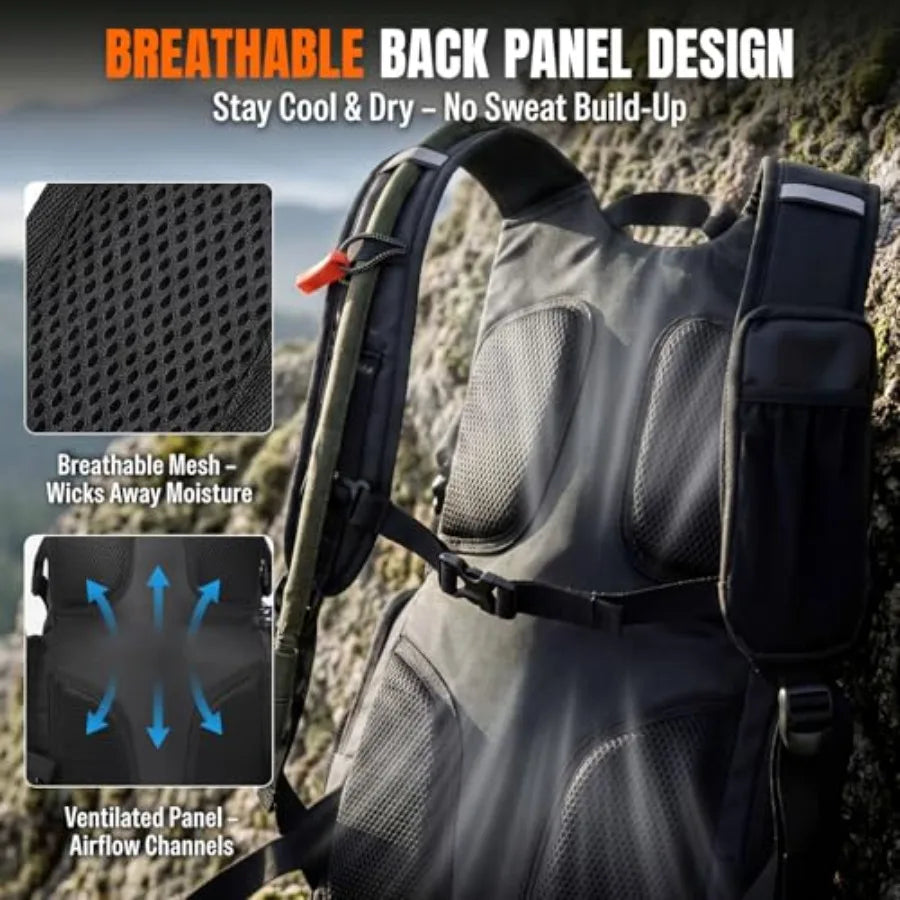 25L Hydration Backpack Hiking Hiking Backpack with Water Bladder Detachable Phone Pouch and Helmet Holder Lightweight Water Backpack