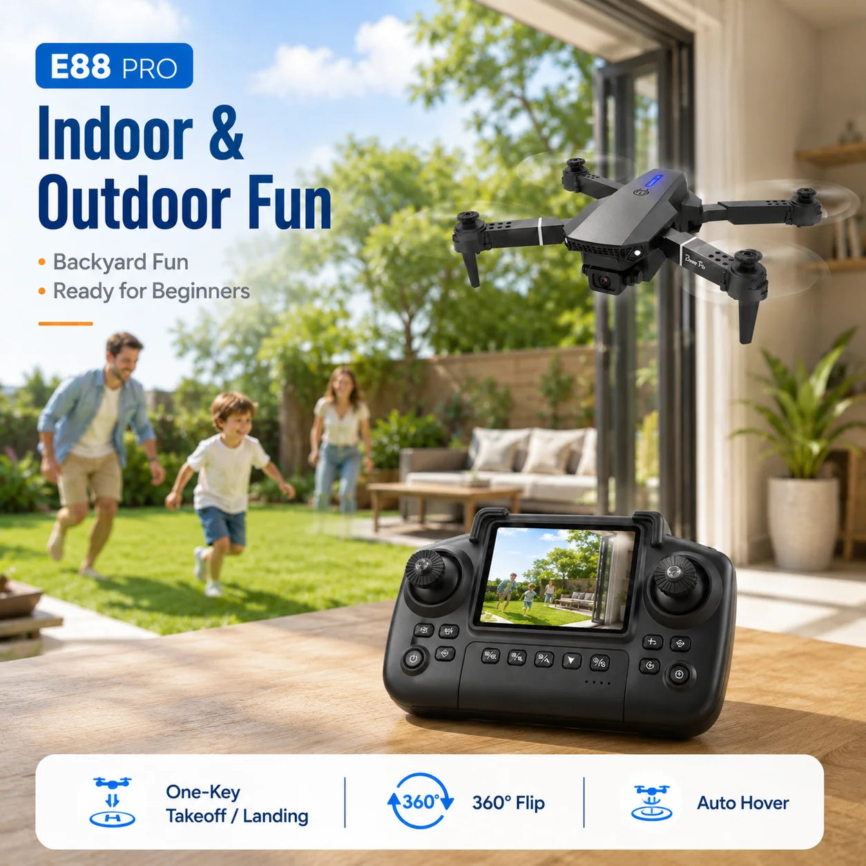 ZNLYRION Foldable FPV Drone with Screen Remote 480P Dual Camera Altitude Hold Headless Model LED Night Light