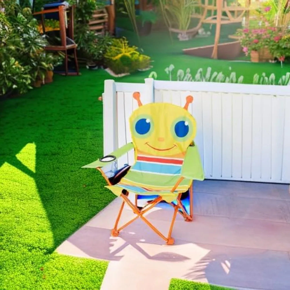 Kids Folding Outdoor Camping Chair with Bug Design Easy Setup Packaging