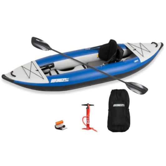 Touring Camping Fishing Whitewater Inflatable Kayak Solo Self-Bailing Drop Stitch Floor With Paddle Seat Pump Skeg And Carry Ba