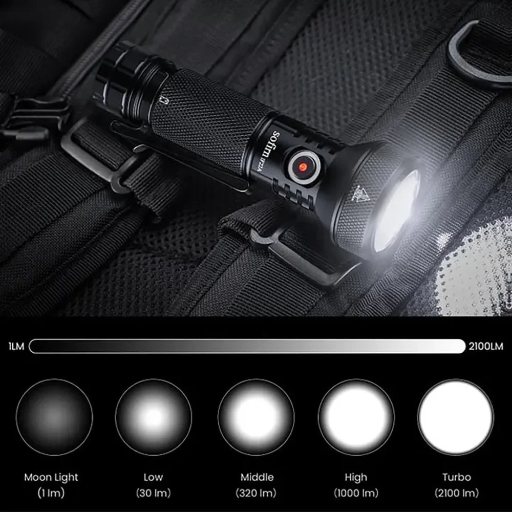 SOFIRN IF22A TIR Optics 2100lm LED Flashlight Rechargeable 21700 USB C Powerful EDC Light Torch Outdoor Lantern for Fish