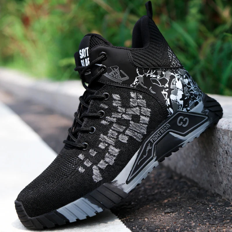 Breathable Camo Men Indestructible Steel Toe Construction Work Boots Anti-smash Stab-resistant Safety Shoes Biker Botas Para Hombre