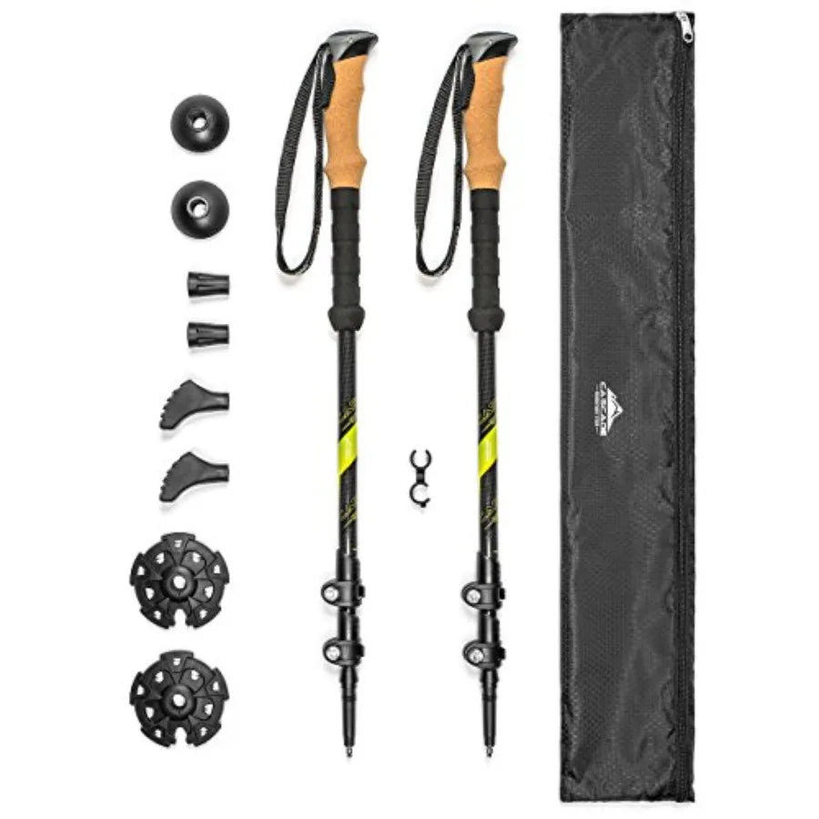 Trekking Poles - Walking or Hiking Sticks with Quick Adjustable Locks