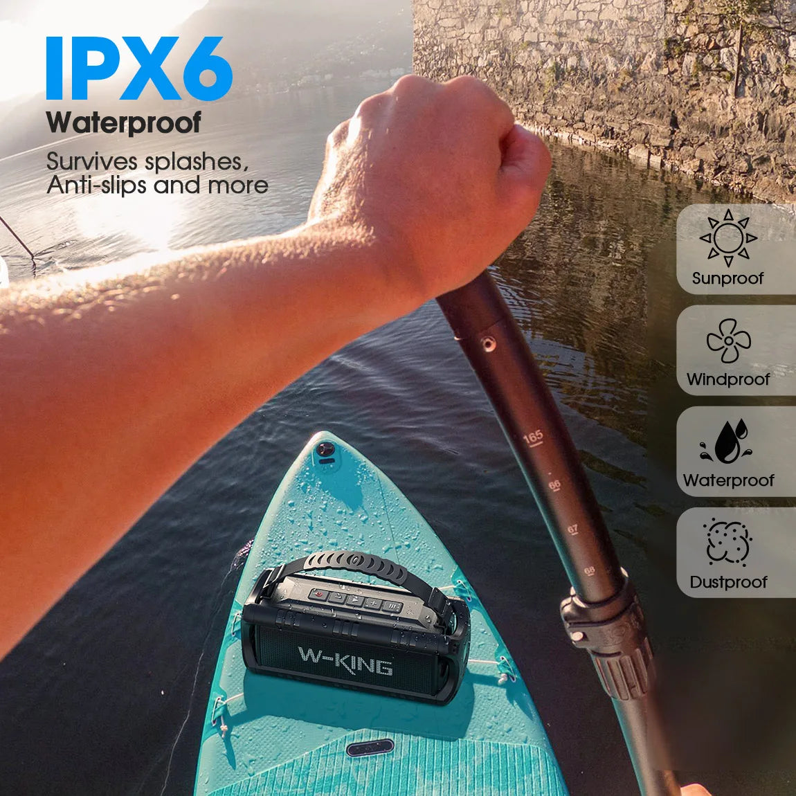 W-KING D8mini-1 Bluetooth Speaker, 30W Portable Wireless Loud Speakers, IPX6 Waterproof Outdoor Speaker, 24H Playtime, EQ, AUX, TF Card