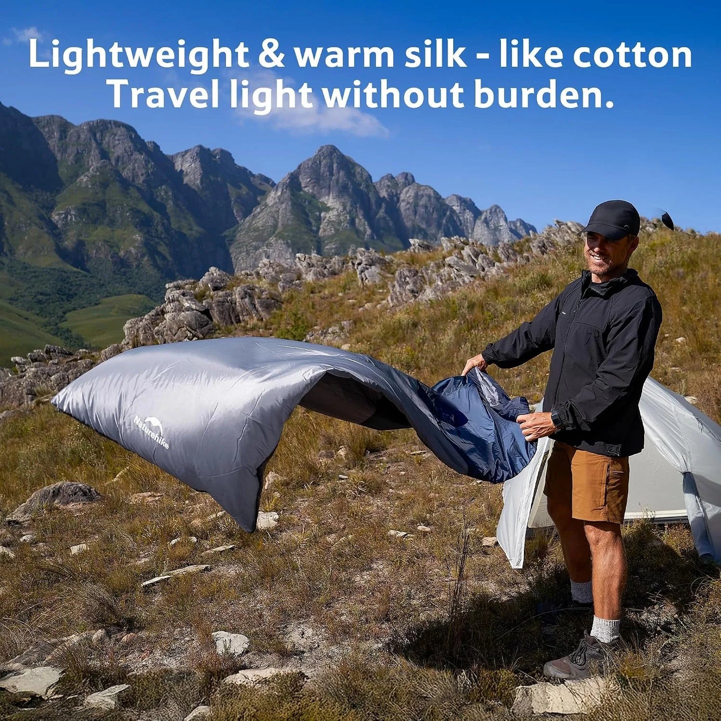 Naturehike Lightweight Compact Sleeping Bag Outdoor Camping Ultralight Envelope Sleeping Bag Portable Blanket Quilt with Compression Sack