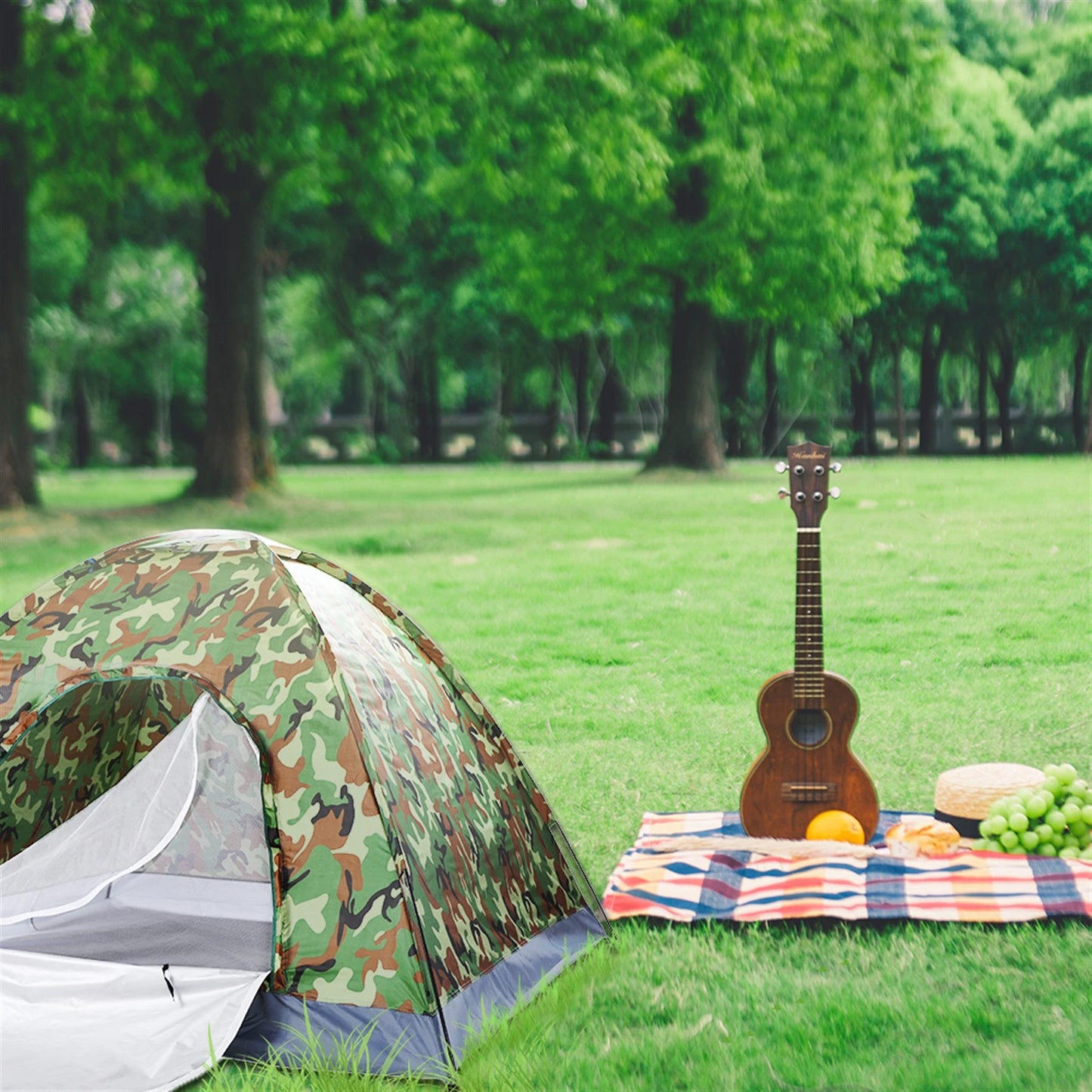 3 4 Person Camping Dome Tent Waterproof UV Proof 180T Silver Coated Polyester Fiberglass Poles Portable Bag Outdoor Camouflage