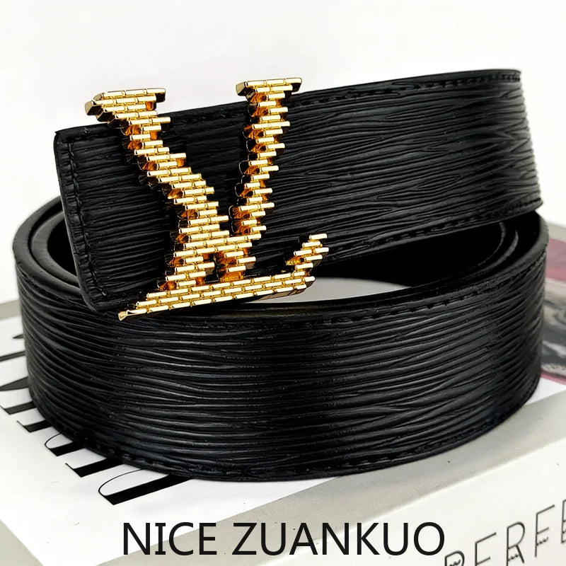 Men's Genuine Leather Belt, A New 26SS Summer Fashion Luxury Brand Belt, Featuring A French Wave Design. Perfectly Matches Men's Business Attire, Suitable for Both Casual and Fashionable Outfits. Unique in Concept, A Must-hav