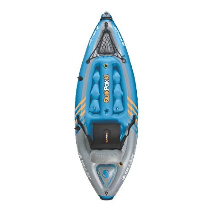 1-Person Inflatable Kayak with 21-Gauge PVC Construction in Blue Folds into Backpack with 5-Minute Setup Includes Hand Pump